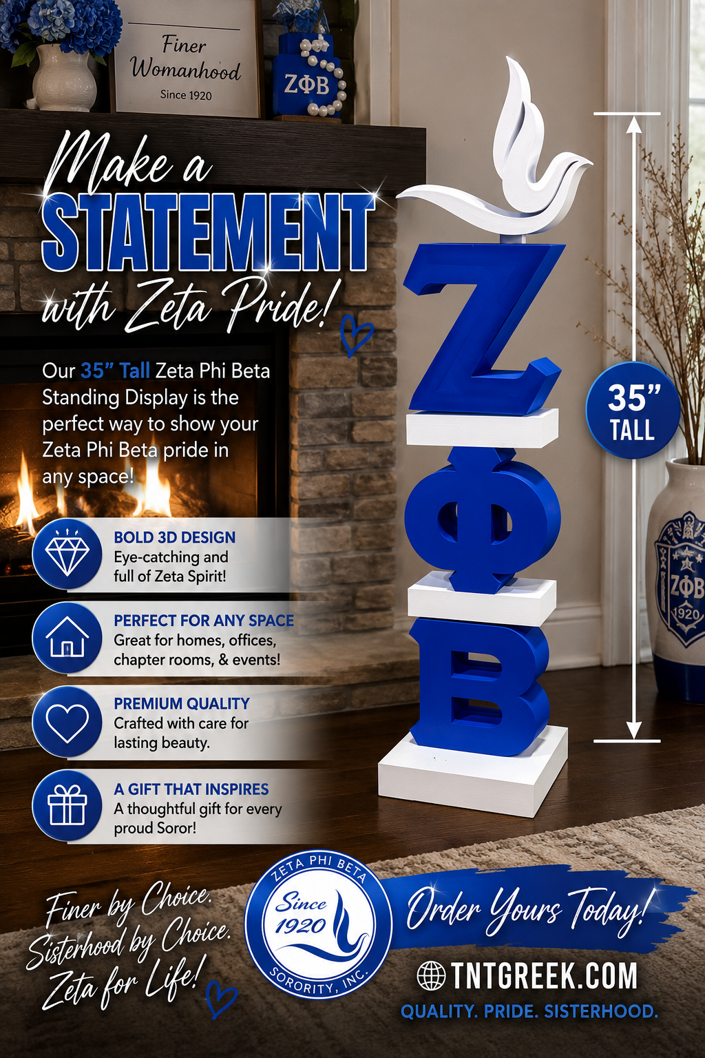 35β 3D Zeta Phi Beta Statment Piece