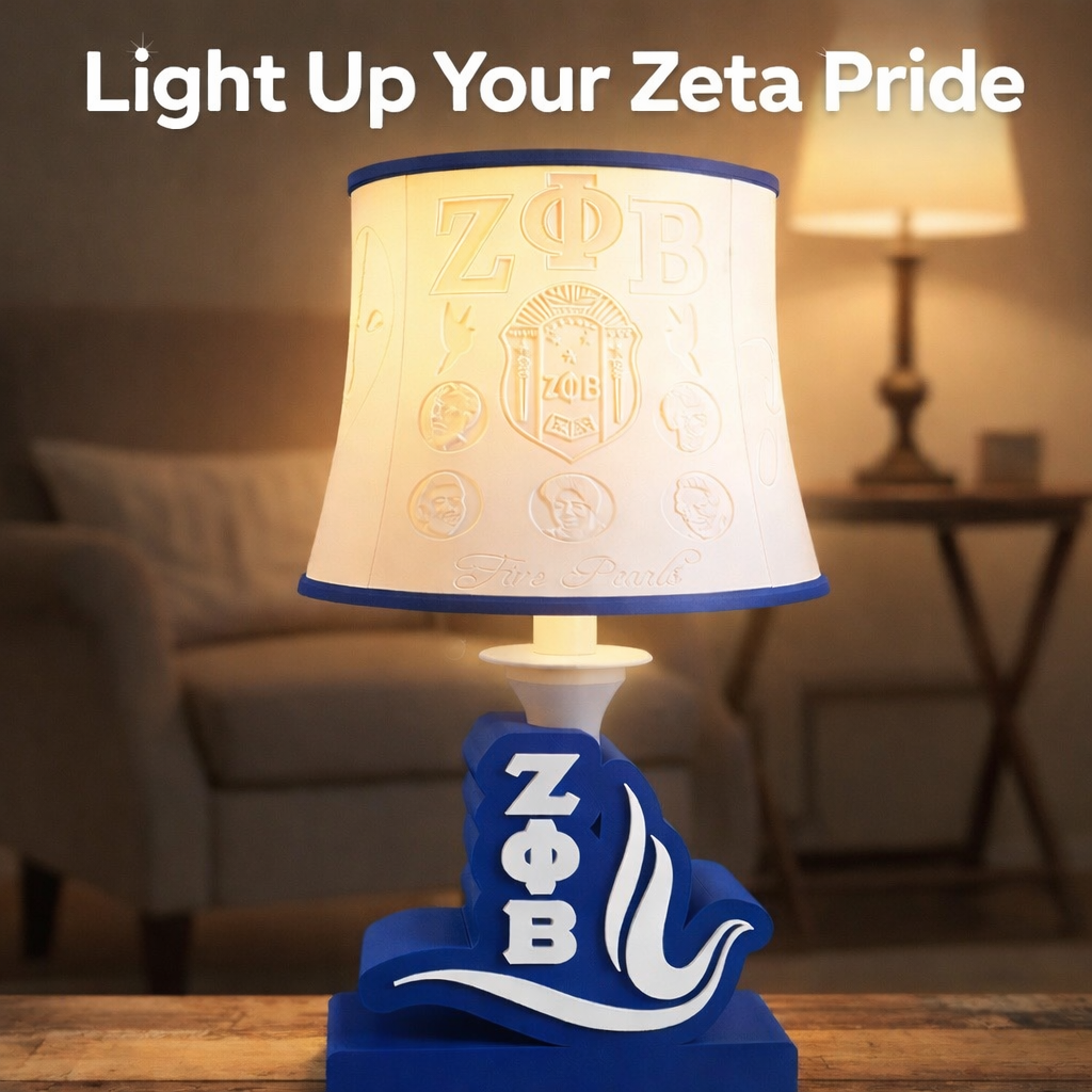 💙 Zeta Phi Beta Desk Lamp | Dove Design | ZΦΒ Sorority Decor