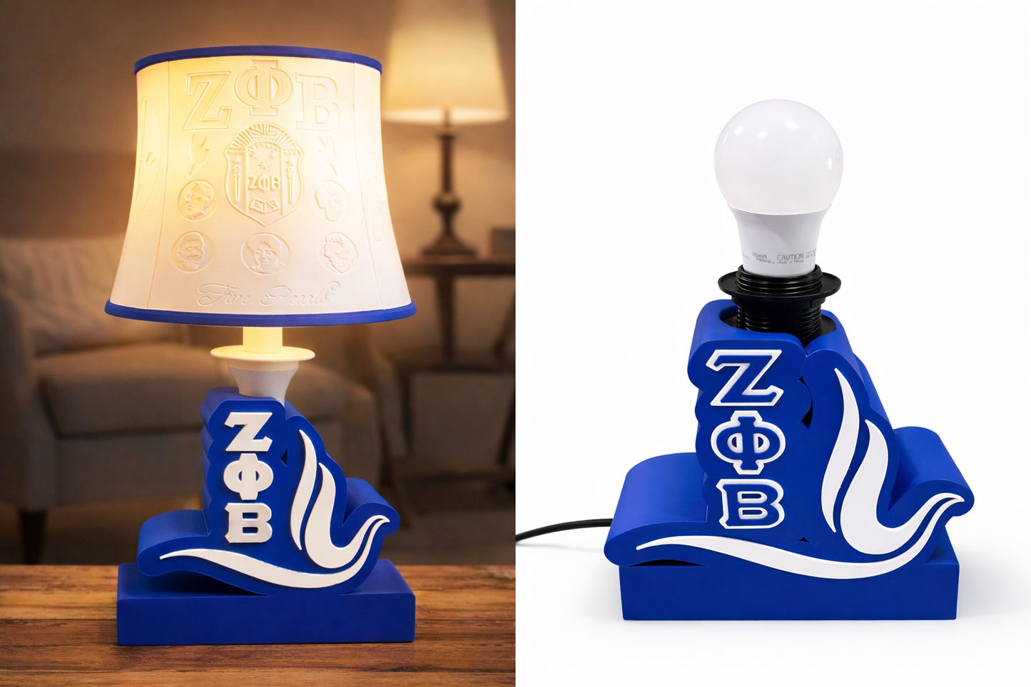 💙 Zeta Phi Beta Desk Lamp | Dove Design | ZΦΒ Sorority Decor