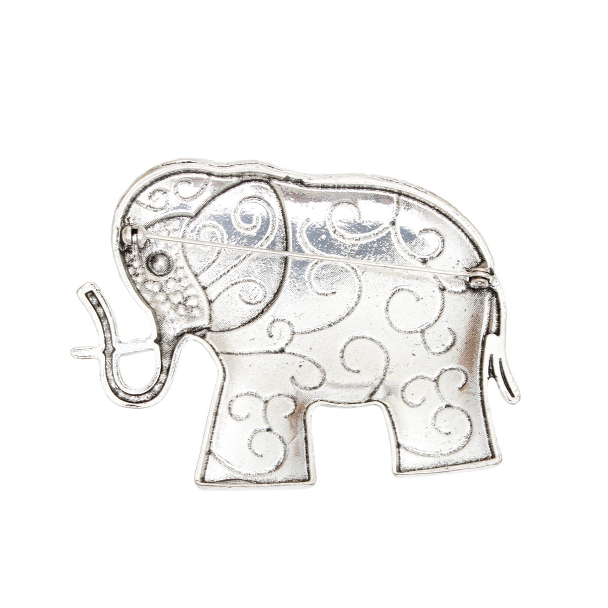 Brooch Red Swirled Tribal Elephant Pin