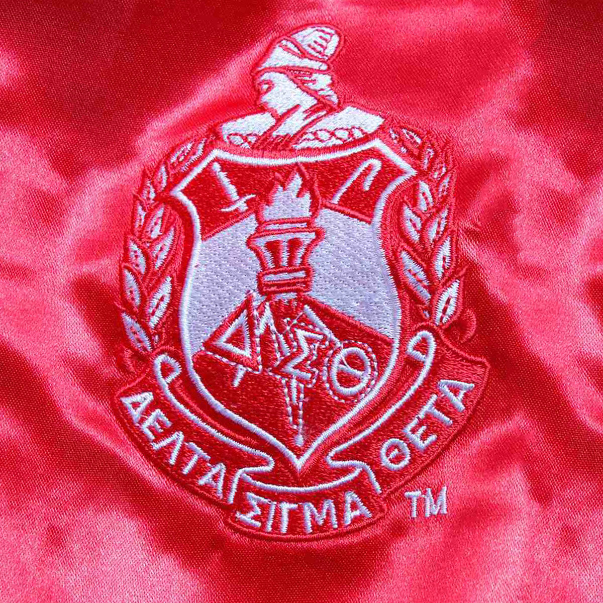 DST Greek Apparel M Cropped Satin Varsity Jacket